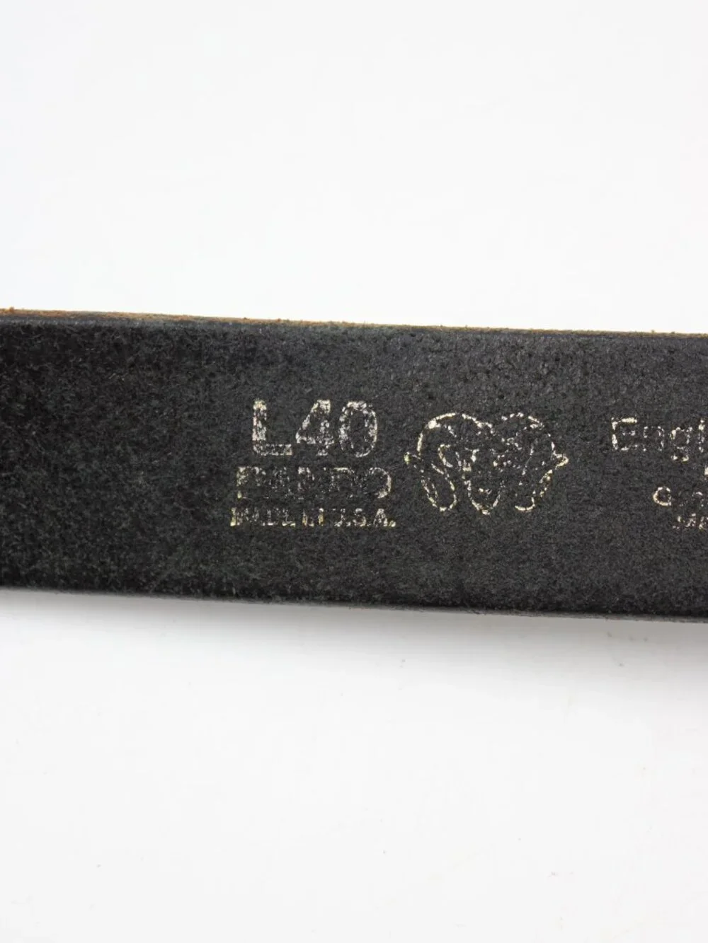 Top Grain English Bridle Embossed Leather Belt Size 40 Black USA Made Brass Tone